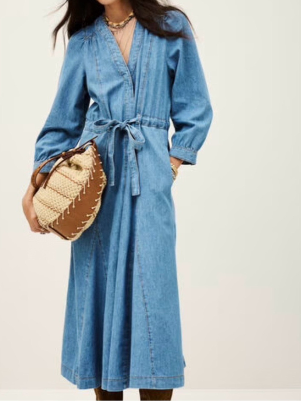 ba&sh Light Blue Denim Midi Dress Small
